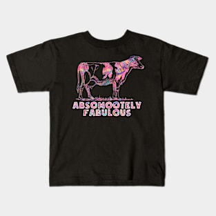 Absomootely fabulous cow floral pink and black Kids T-Shirt